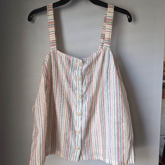 Madwell Button-Front Cami Tank in Textural Rainbow Stripe medium - Picture 6 of 10